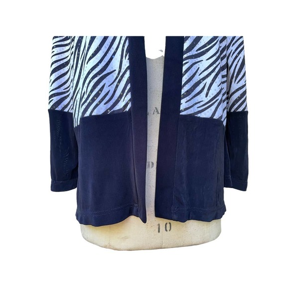 Slinki Women's Open Front Zebra Jacket Black Colorblock Size Medium - Picture 5 of 8